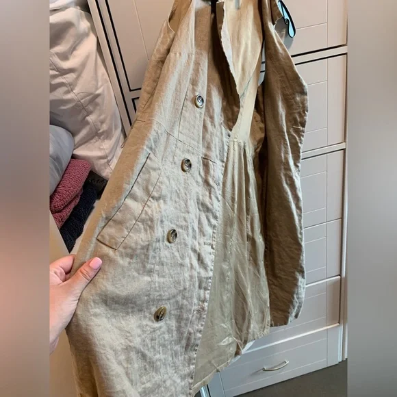 EUC 100% Linen tan dress - Picture 3 of 6